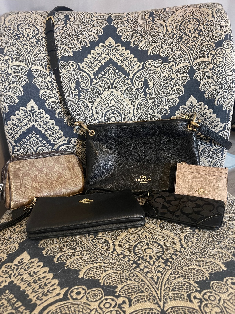 Coach Black Leather Crossbody with Mixed Coach Signature Accessories